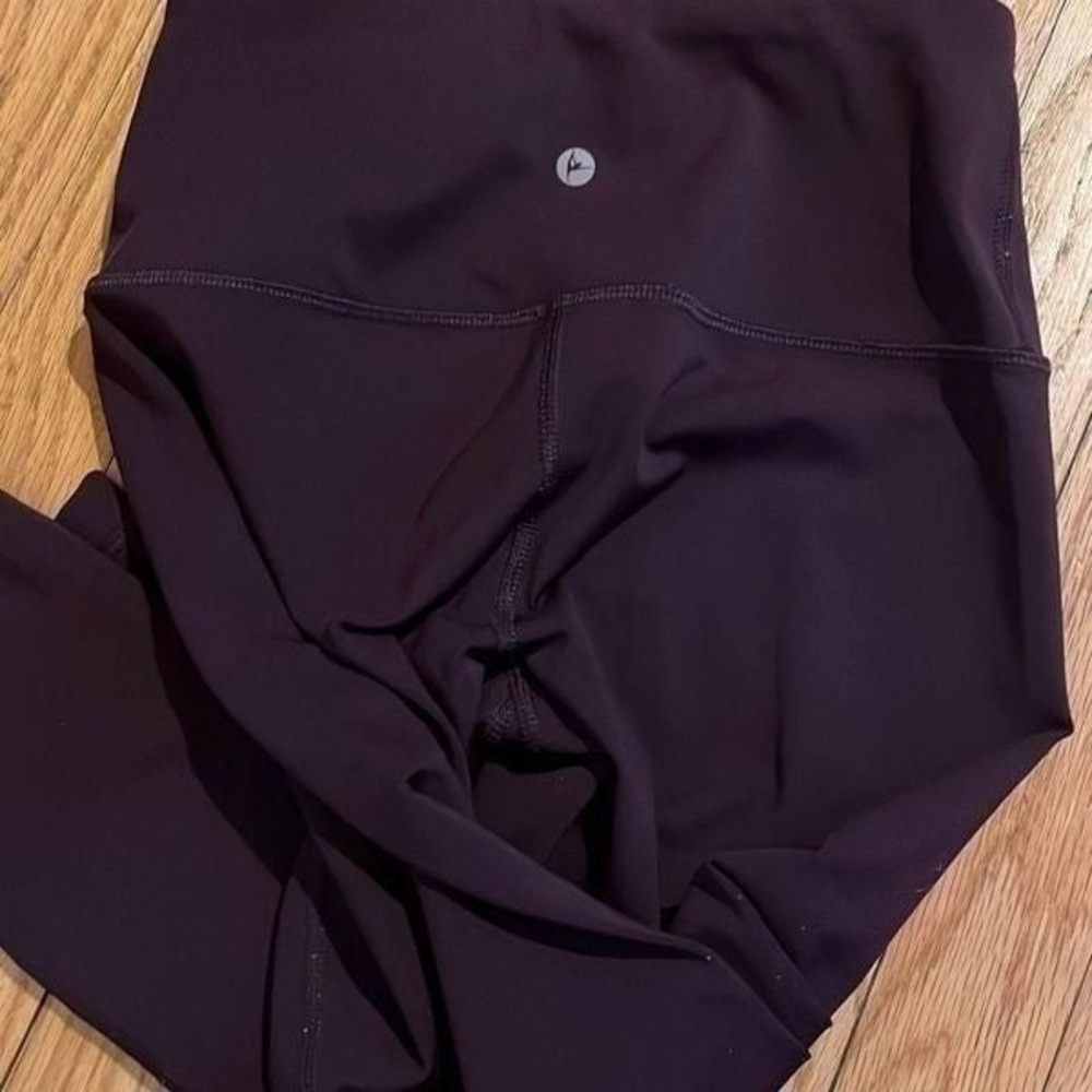 90 Degree by Reflex High Waist Cropped Leggings Dark Purple Plum Yoga Pants - Picture 4 of 4